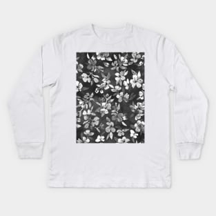 Blossoms on Charcoal Ink Kids Long Sleeve T-Shirt